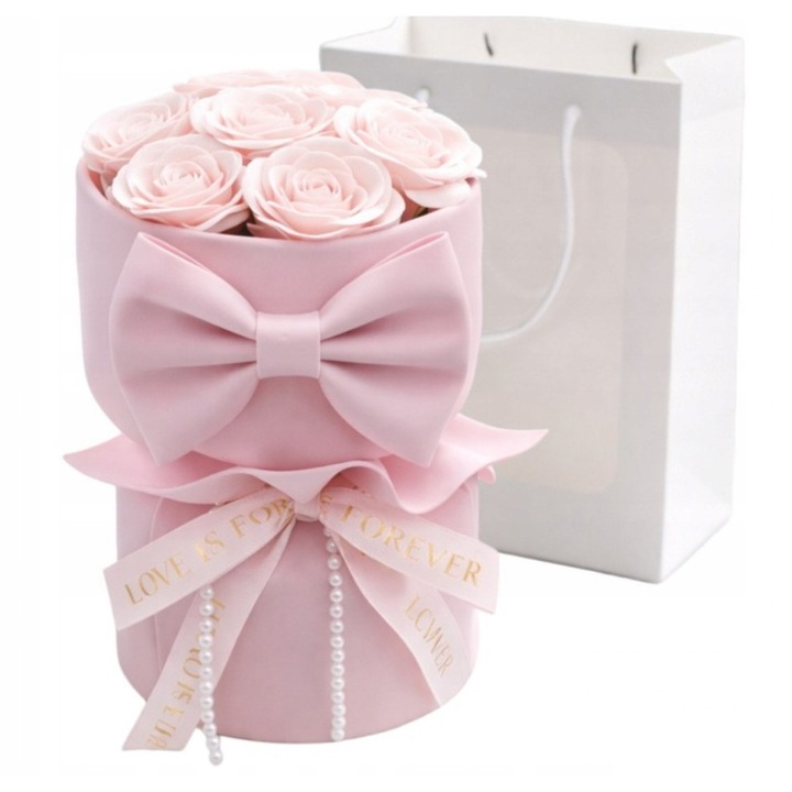 Buchet, Ecarla, 8 flori de sapun parfumat, Roz