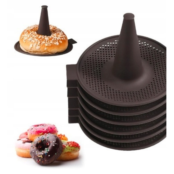 Set 6 forme prajituri din silicon, model conic, culoare bruna, diametru 13,5cm, inaltime 9,3cm