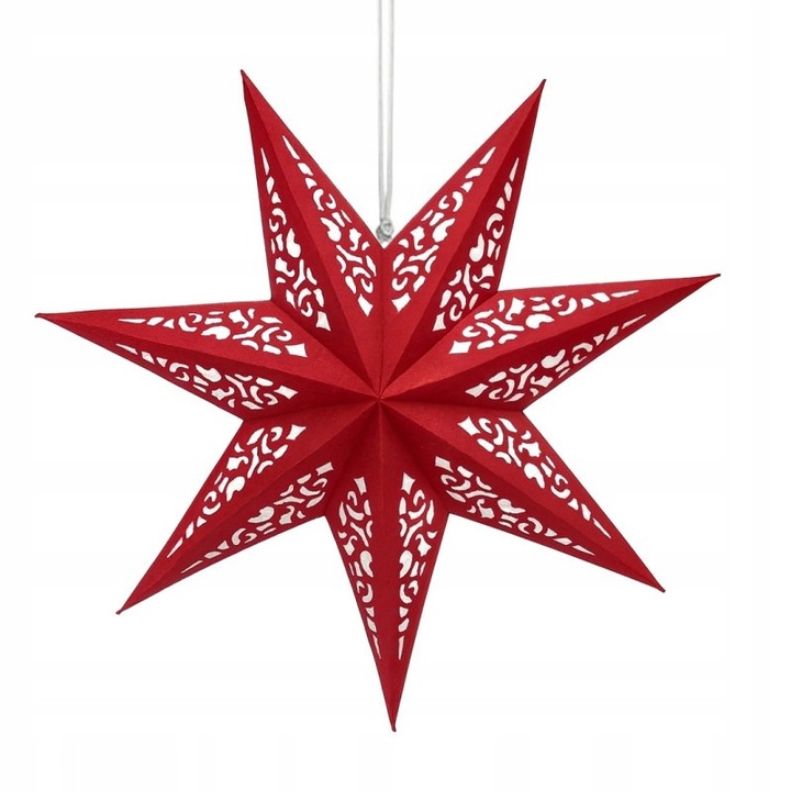 Stea de Craciun din hartie Ecarla, 60cm, rosu, design vitraliu 3D