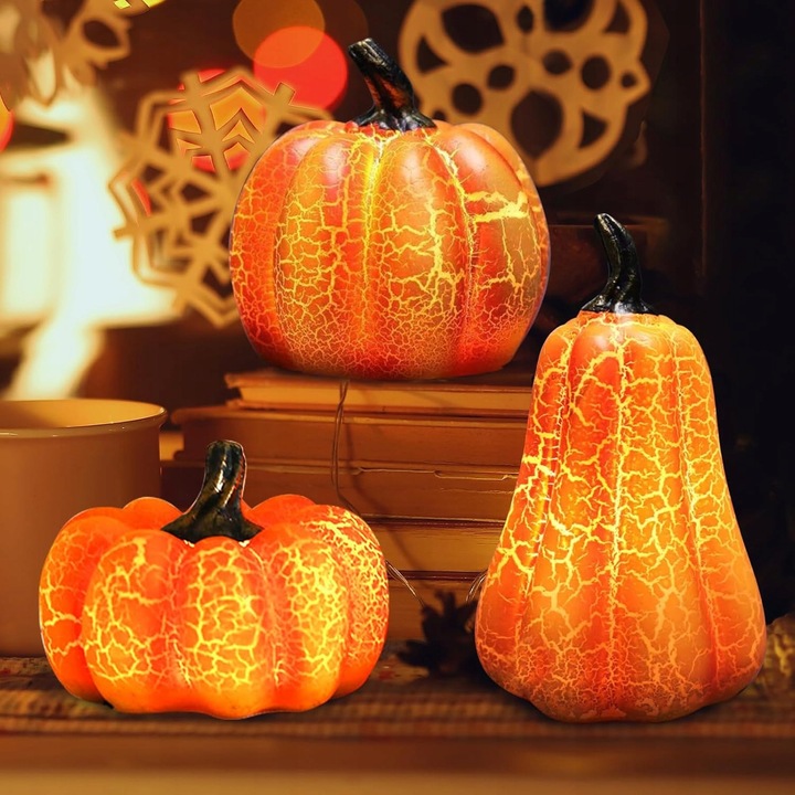 Set 3 lampi LED, Portocaliu