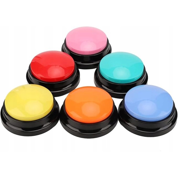 Set 6 butoane de comunicare pentru caini, multicolor, material ABS, usor de utilizat
