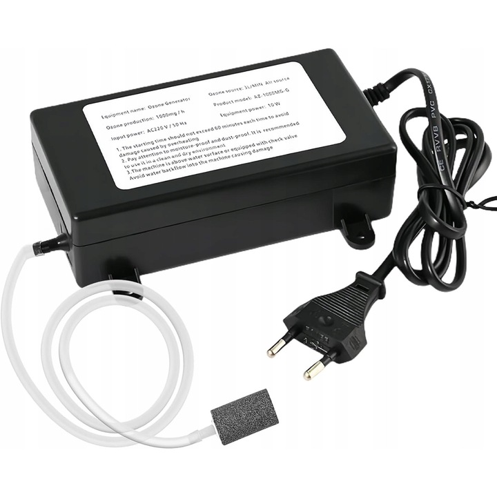 Generator ozon 1000 mg, purificator aer, negru, 10 W, set complet