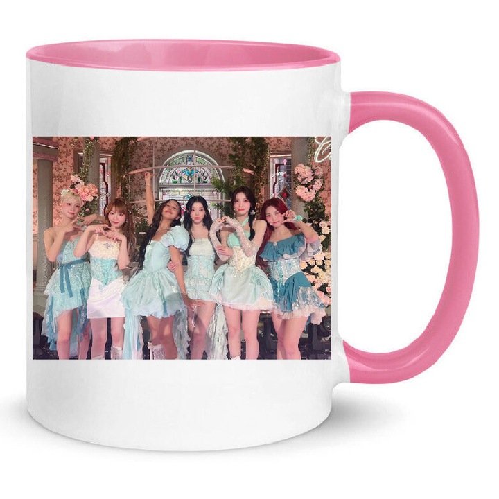 Cana ceramica OH MY GIRL 330ml alb si roz, set de 2 bucati