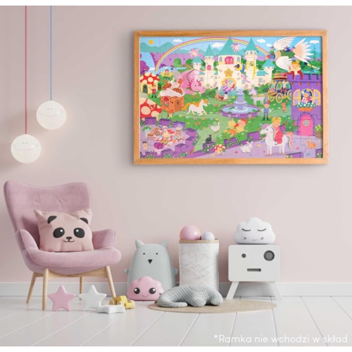 Puzzle gigantice pentru copii, 92x62cm, 48 elemente, design cu unicorni, ambalaj pentru cadou