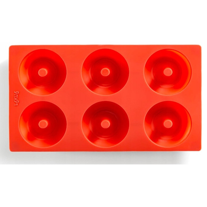 Forma siliconica pentru gogosi, 6 gropi, rosie, 30x11,8x3,4cm