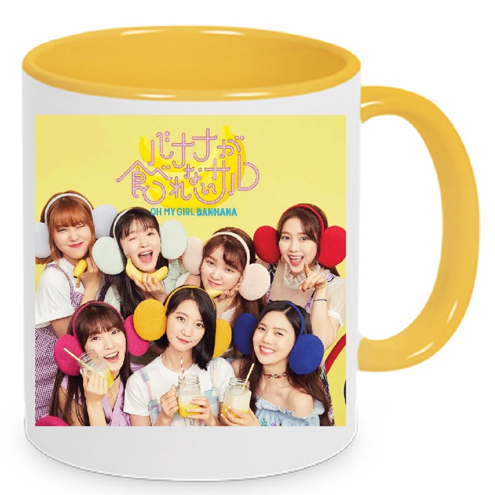 Cana ceramica 330ml, alba si galbena, model No.6, pentru cafea, K-pop