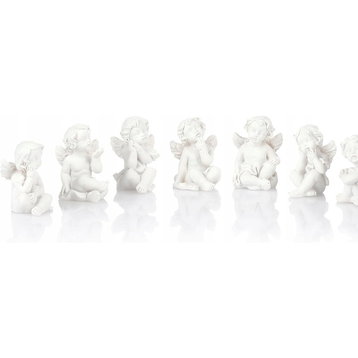Set 8 figurine ingeri, decorare masa, alb, 3x2cm