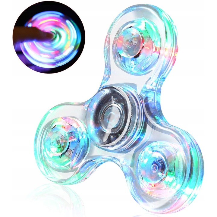 Spinner LED antistressz, többszínű, 5,7x1,3cm, 1 darabos készlet