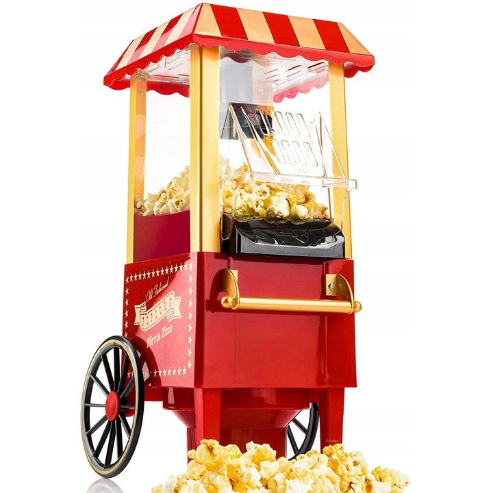 Masina de preparat popcorn Gadgy retro, 1200W, fara ulei, usor de curatat, multicolor