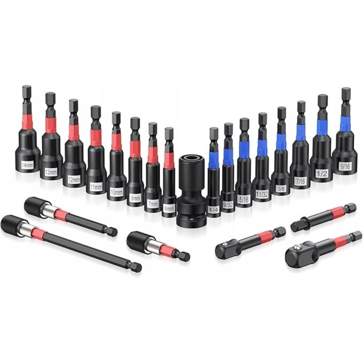 Set 23 surubelnite magnetice Torx S2, Gauri din Otel, T30-T80, Cutie Plastic