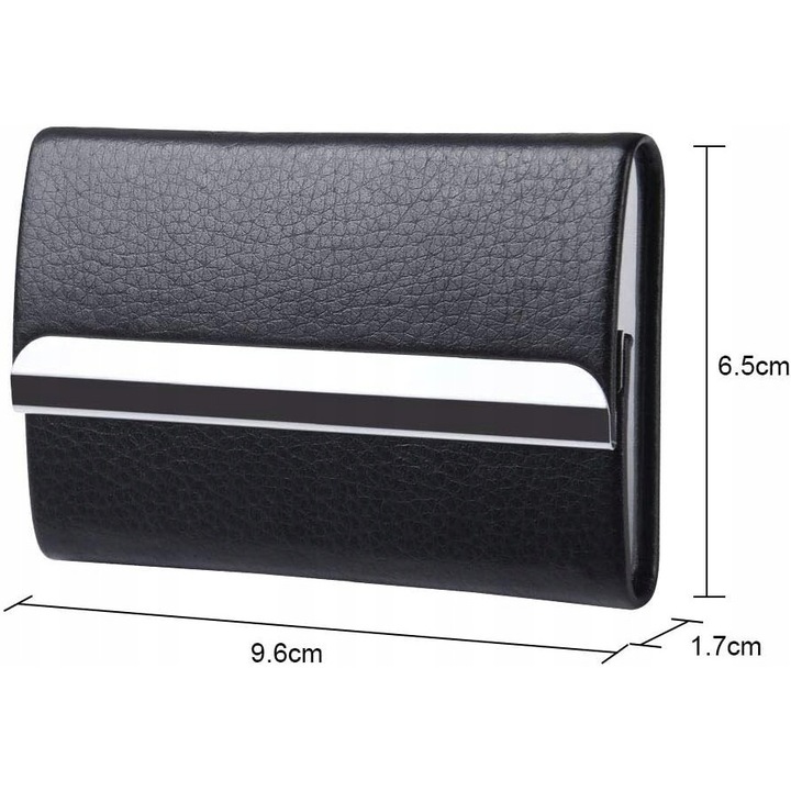 Etui pentru carti de vizita, din piele ecologica, design unisex, inchidere magnetica, 10x7,5x2cm