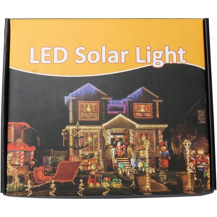 Ghirlanda solara, 12 metri, 100 LED, 8 moduri, waterproof