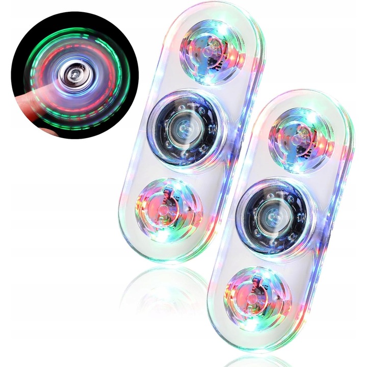 2 db LED antistressz repülő korong készlet, fehér, 7,5x2,54cm