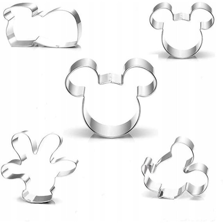 Set de forme pentru prajituri, Mickey, inox, 2 fete, 5x5cm