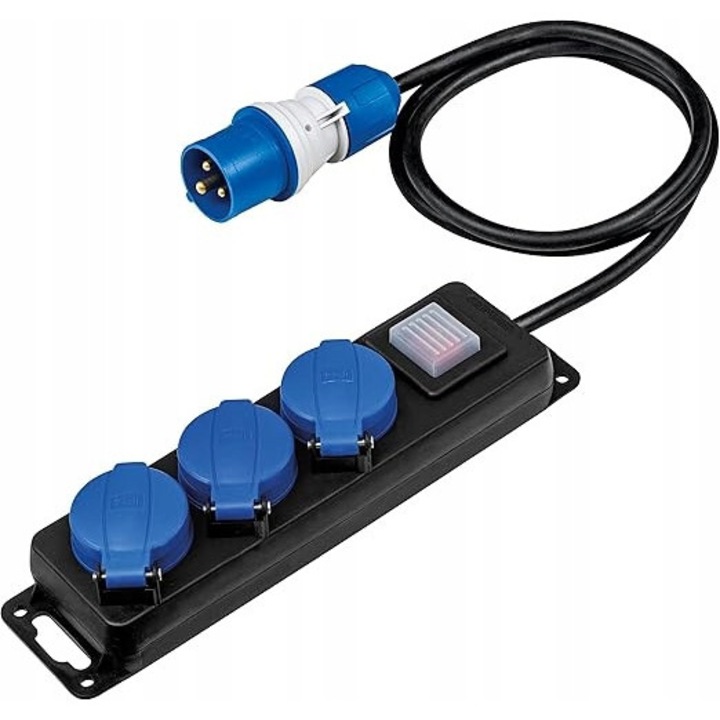 Prelungitor Camping Strip 3 prize, IP44, 1.5m, negru
