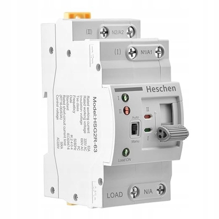 Comutator automat HESCHEN ATS DUAL POWER 2P 63A 220V, 690V, 50/60 Hz