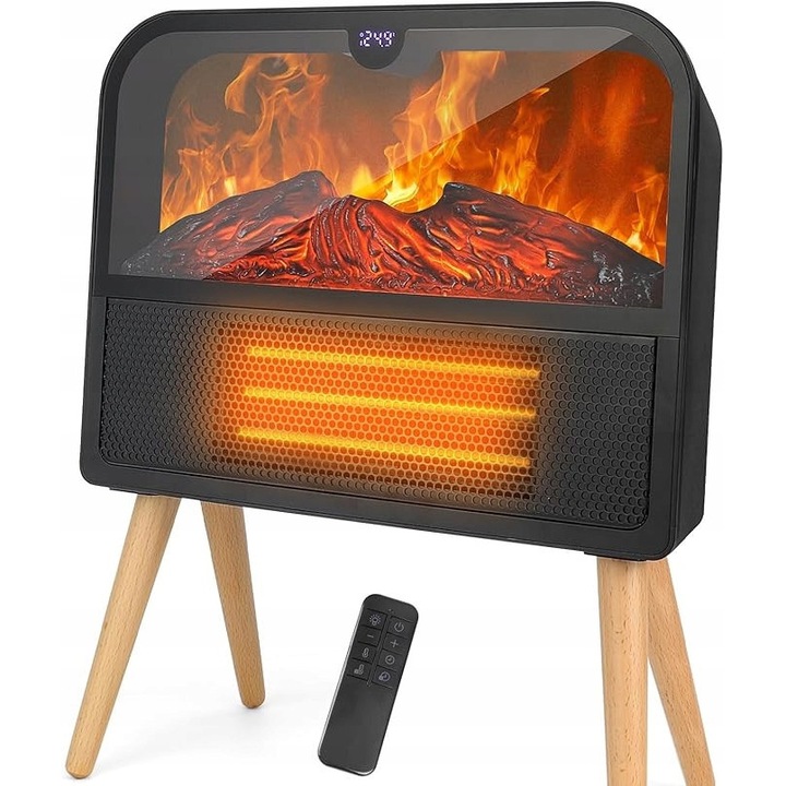 Mooklin kerámia fűtőtest 2000W, 3 üzemmód, fekete, 8,5x19,5x28cm