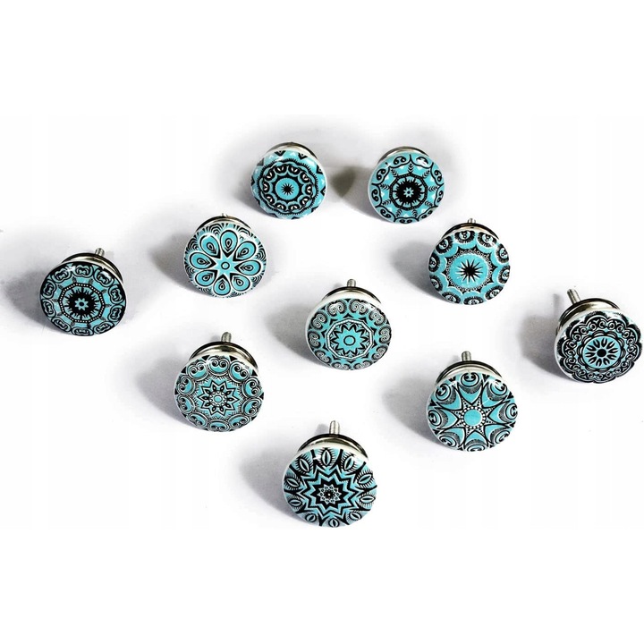 Set 10 butoane ceramice decorative, 40mm, multicolor