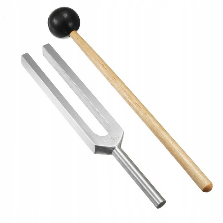 Камертон 528 Hz, сребрист, 17,5x2,4x0,9 см, комплект с аксесоари