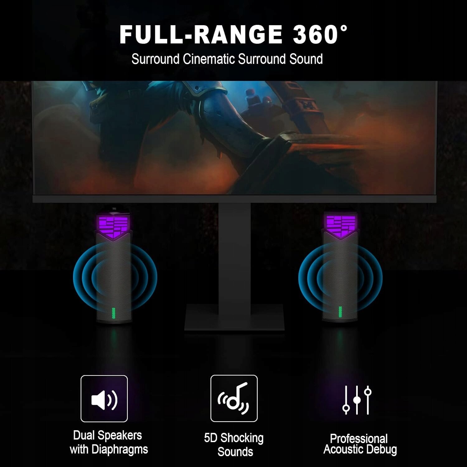 Soundbar 2 in 1, RGB, 9,98 W, negru, cu microfon integrat