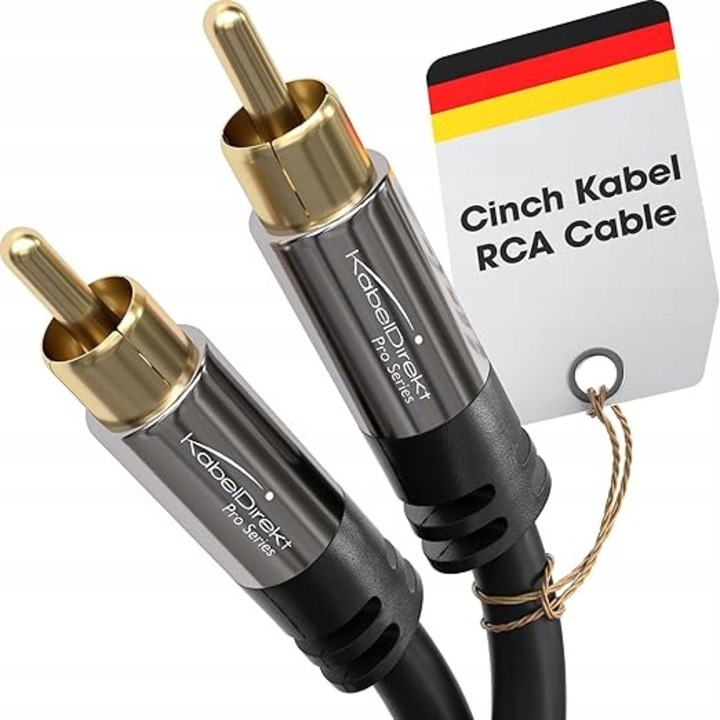 KabelDirekt 2x RCA audio-video kábel, 1m, fekete, aranyozott