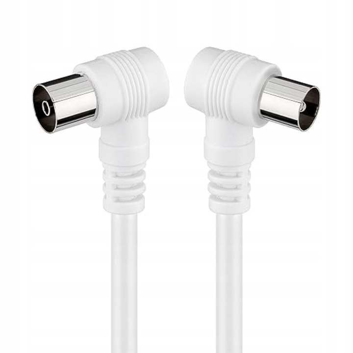 Cabluri antena Goobay 11524, 2x ecranat, 90°, 75 ohmi, alb