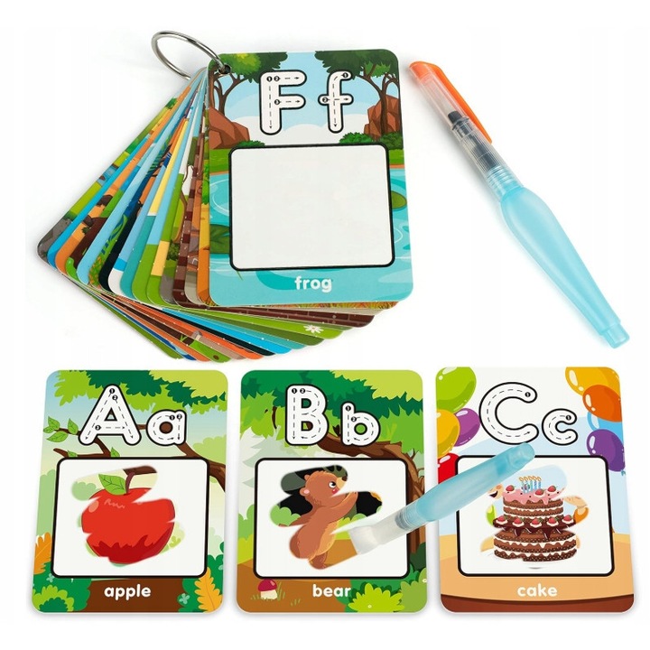 Set de carti educationale cu alfabetul, 26 litere, activitate de colorat cu apa, dimensiuni 12x8,5cm