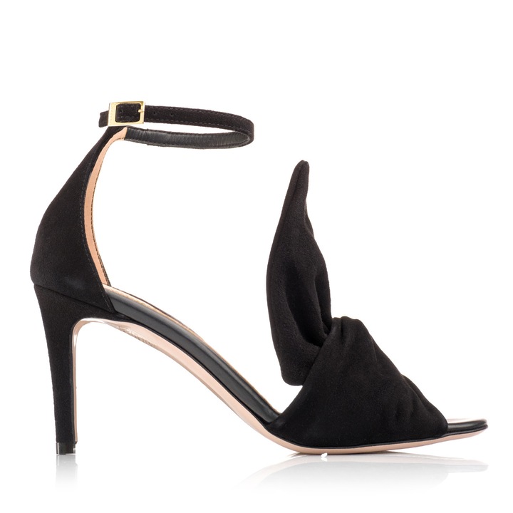 Sandale dama, Musette, CHERRY A62, Piele intoarsa, Negru