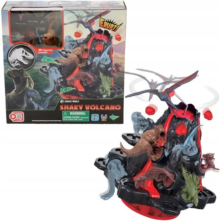 Akciójáték, Vulkán dinoszauruszokkal, 2-4 játékos, 22x20cm, többszínű