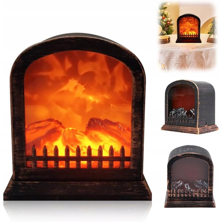 Semineu LED decorativ, efect flacara, design european, 30x15cm