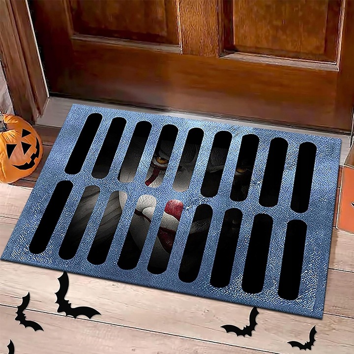Halloween bejárati szőnyeg, bohóc illúzió, 50x80cm, csúszásmentes