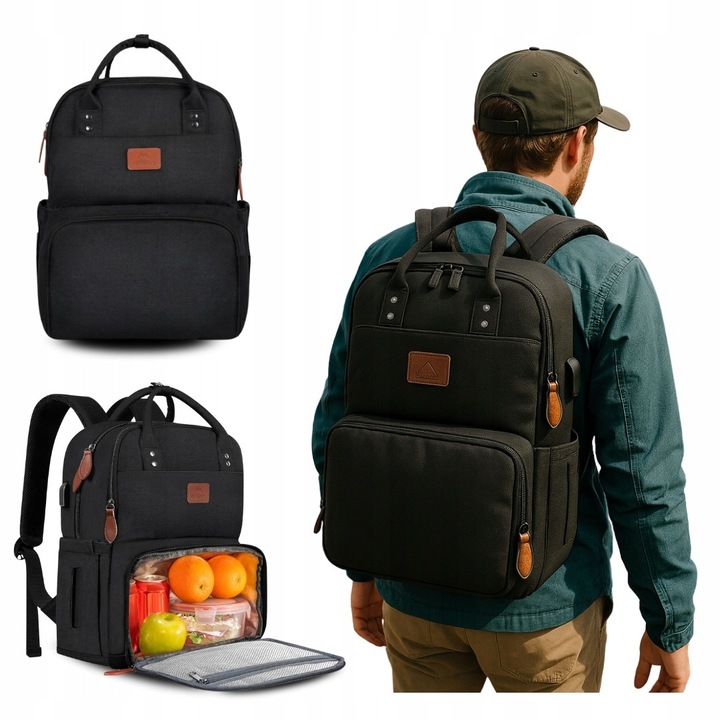Rucsac picnic pentru laptop 15,6", compartiment izolat, port USB, 40,6x29,9x19,1cm, negru