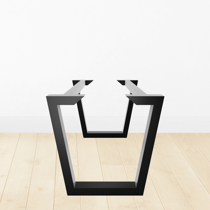 Cadru Masă MetaloPro Atria Extreme Long, Oțel Vopsit, Picioare Reglabile, Negru Mat, 200x80x72 cm