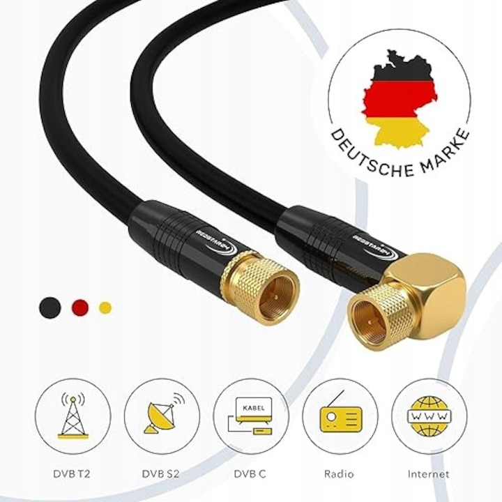 Cablu antena 1 m, 135 dB, set cu 3 conectori, multicolor
