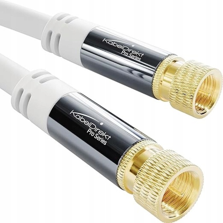 Cablu antena SAT KabelDirekt 1m, F metalic, alb, compatibil HD