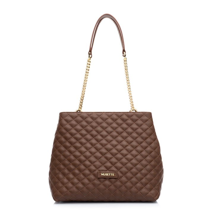 Geanta dama, Musette, NICOLE, Piele naturala, x x, Maro