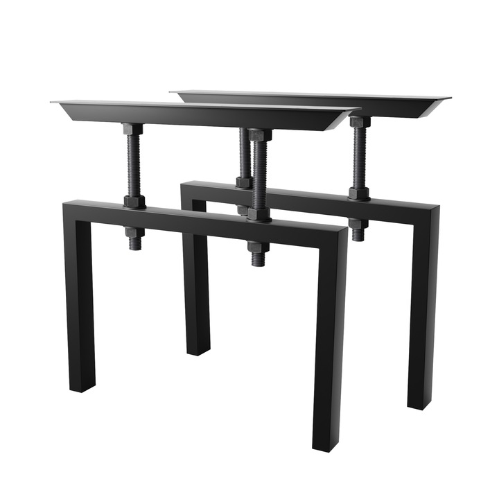 MetaloPro Etamin Screw – 2x Picioare Metalice Reglabile pentru Mese de Lucru, Design Industrial, Negru