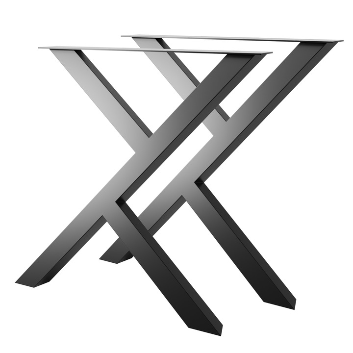 MetaloPro Deer Set 2 Picioare Masa din Otel pentru Living Birou si Atelier Stil Minimalist Nordic Negru Mat