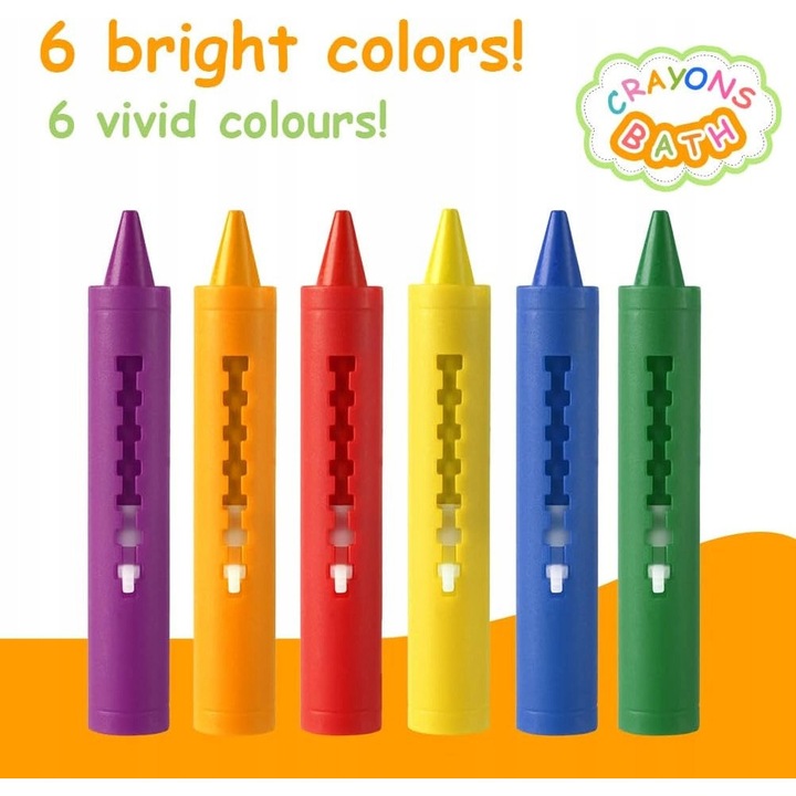 Fürdőkréta készlet gyerekeknek, 6 darab, sárkány, könnyen tisztítható, nem mérgező