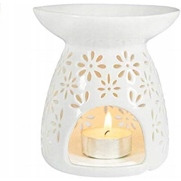 Керамична лампа за ароматерапия, GALAX, бяла, 12x12x11см