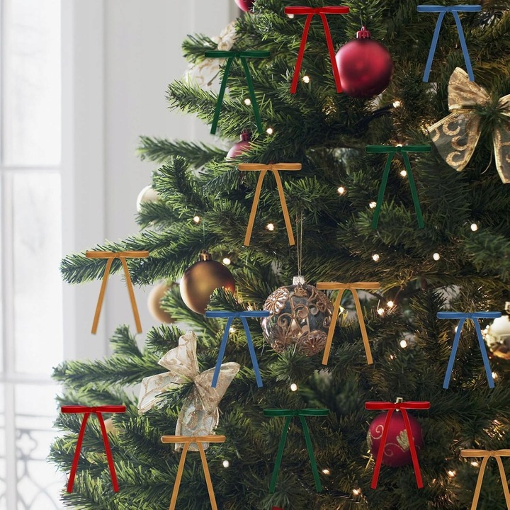 Set 24 fundite decorative din catifea, rosii, 12,7x18,3cm, pentru brad, decor interior