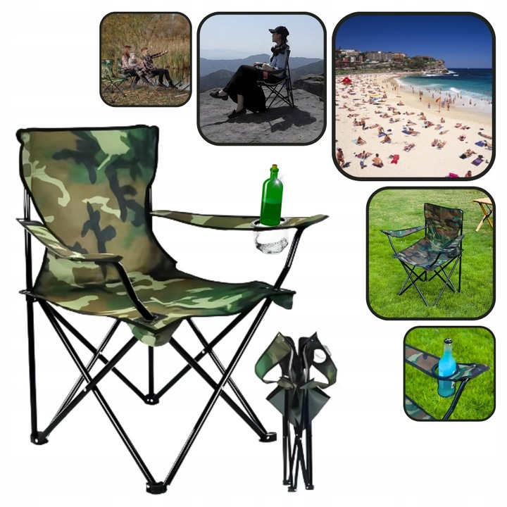 Scaun pliabil de plaja, ergonomic, rezistent, 80x45x80cm, max. 120kg, multicolor