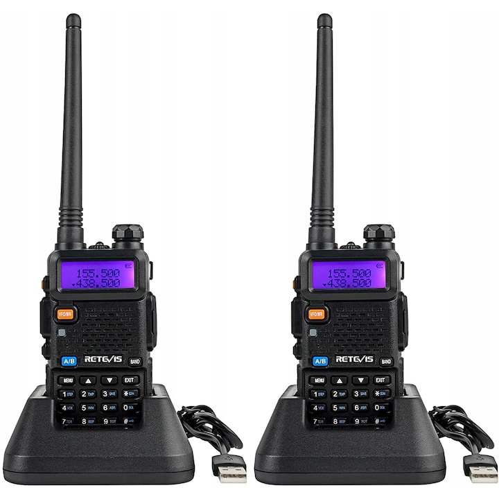 Statie radio Retevis RT5R, 5W, VHF/UHF, 128 memorii, incarcator inclus