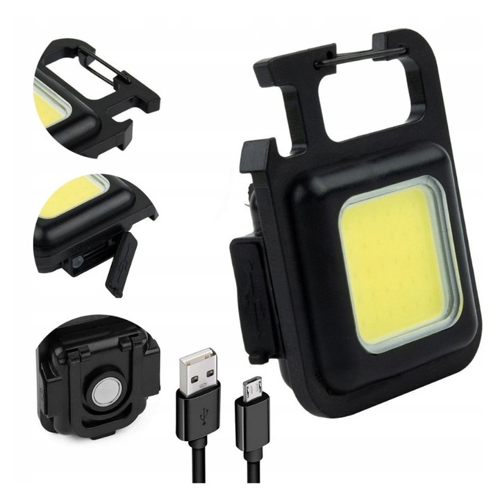 Преносим LED фенер с магнит, 6W, 3 режима на осветление, 6x4,5x2 см