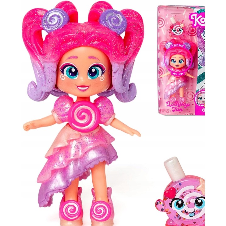 Papusa colectionara Candy Land cu accesorii, animal si 3 fete interschimbabile, multicolor, 3+ ani