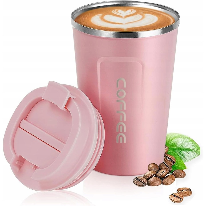 Galaxy termobögre 380 ml, rózsaszín, dupla szigetelésű, BPA-mentes