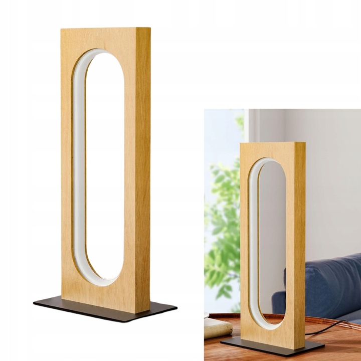 Lampa de birou LED, design modern, dimabil, lemn natural, 34x15x10cm