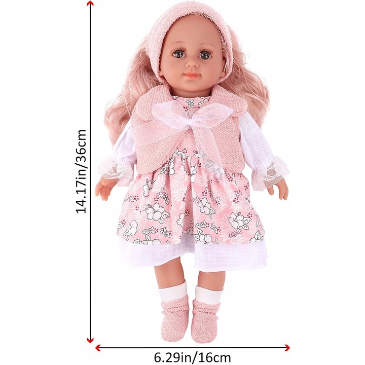 Szőke hajú baba, 36 cm, 3 ruha, kiegészítők, gyerekeknek