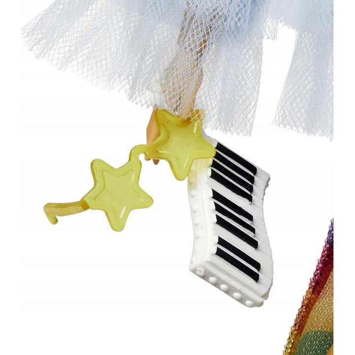 Papusa modala cu accesorii, palton albastru, par lung, figurina crocodil, multicolor, pentru copii de la 3 ani