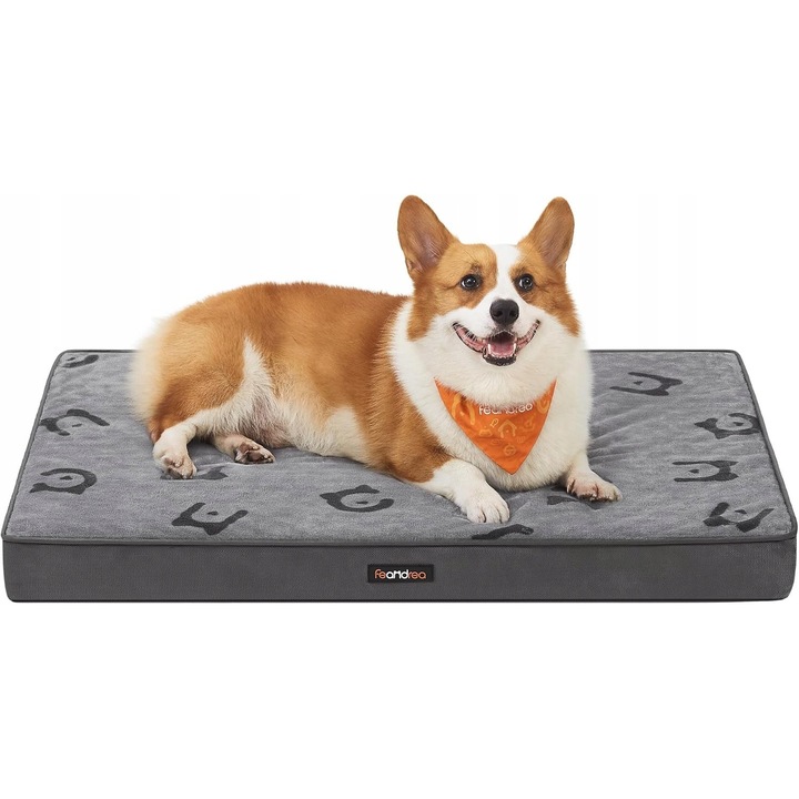 Ортопедично легло за кучета, 91x68см, сиво, водоустойчиво, със свалящ се калъф